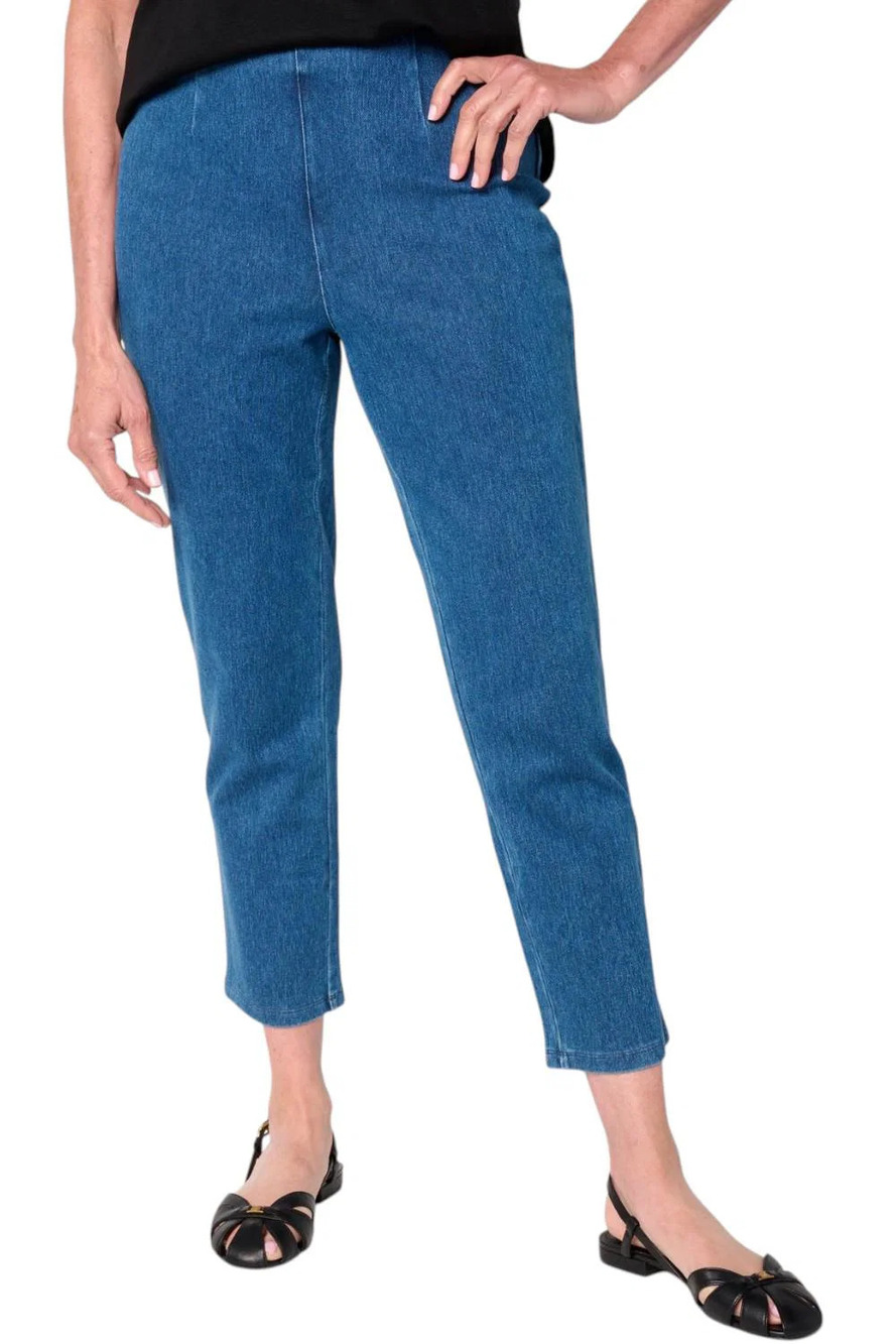 Women with Control Women`s Prime Stretch Denim Crop Pants Midwash - Petite